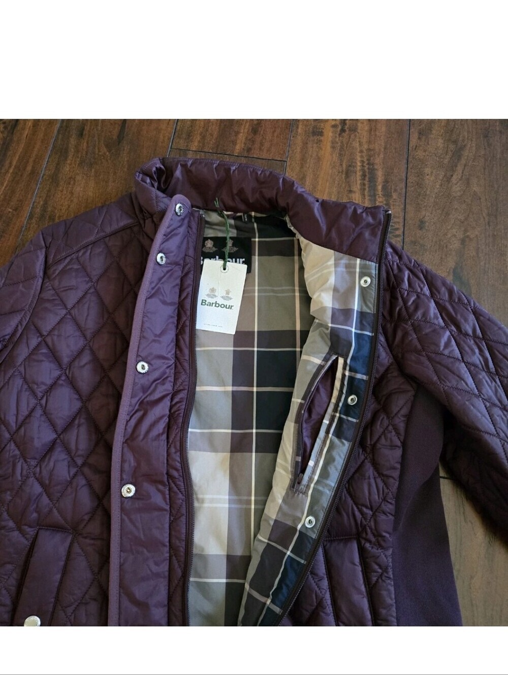 Barbour Yarrow Quilted Puffer Zip-Up Lightweight Black Cherry Jacket US Size 12 - Picture 12 of 16